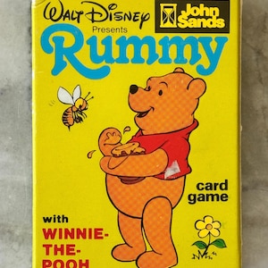 Jeu de cartes rami vintage des années 1970 avec Winnie l'ourson par John Sands - Walt Disney Productions - Fabriqué en Nouvelle-Zélande - Complet et scellé