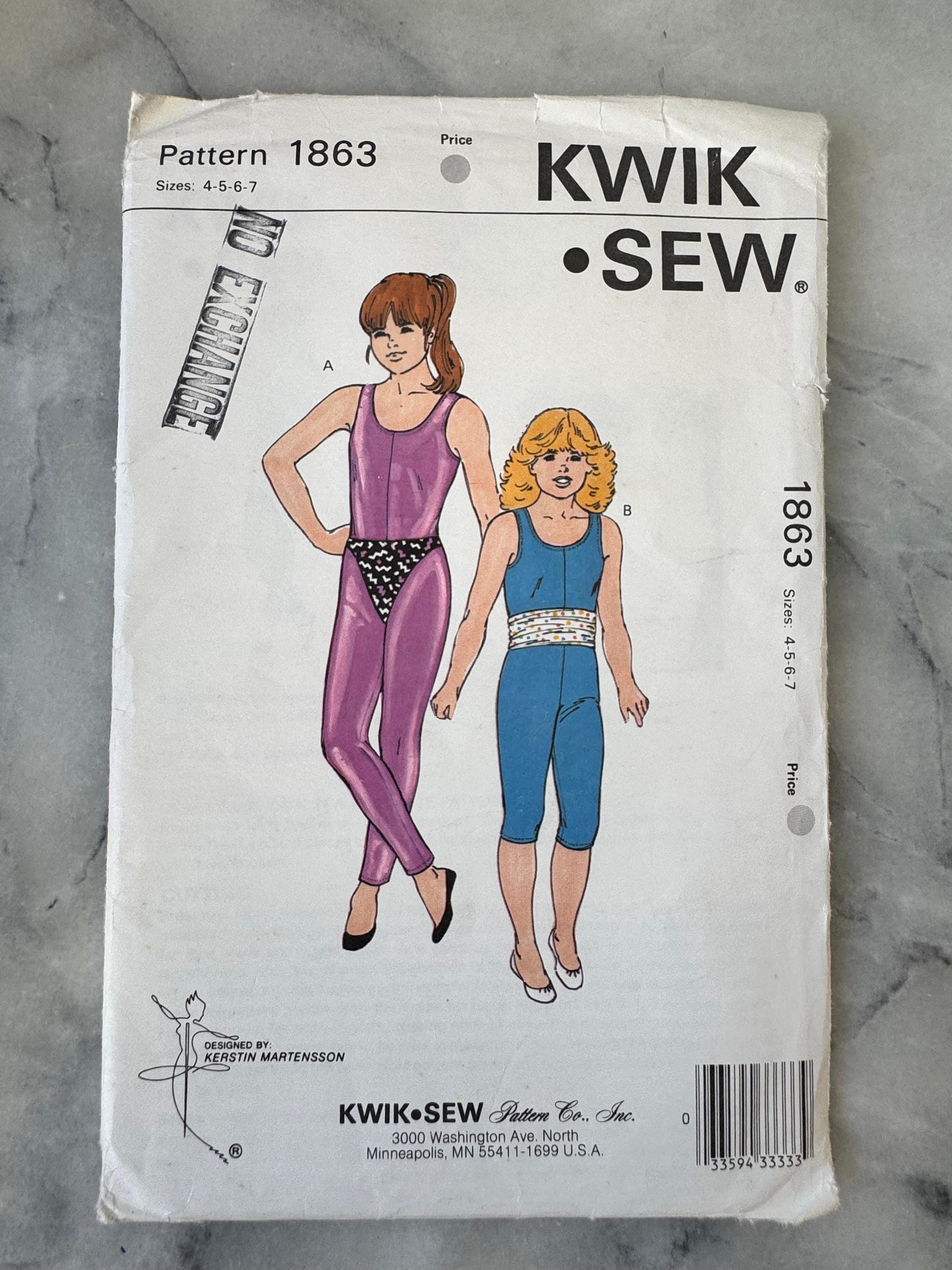 1988 Vintage Kwik Sew 1863 – Girls’ Unitard, Trunks & Tube – Sizes 4-5 ...