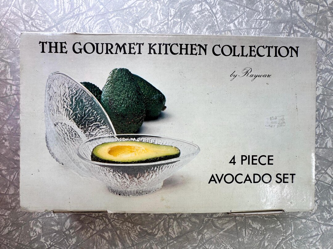 Rayware Glass 1980s Vintage Rayware Avocado Dish Set – 4-piece Textured Glass Bowls ...