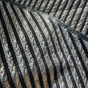 Vintage Metallic Black & Gold Striped Fabric – 200 cm × 90 cm  (78.7&quot; x 35.4&quot;)– Lurex Blend with Diagonal Texture