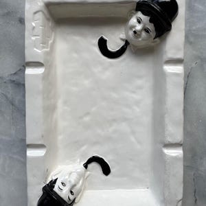 Vintage Laurel & Hardy Ceramic Ashtray – 22 X 14 X 4 Cm – Embossed