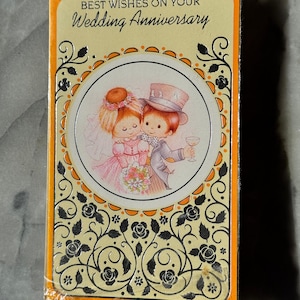 Carte d'anniversaire de mariage vintage des années 1970 - inutilisée - design floral romantique
