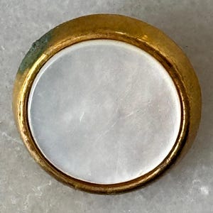Vintage Gold and Mother of Pearl Shank Buttons - Set of 4 Round Metal Buttons (2.25 cm / 0.89 in)