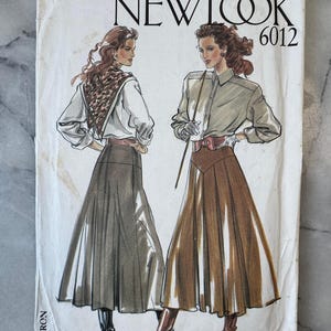 1980s Vintage New Look 6012 – Misses’ Pleated Skirt Pattern – Size 10–18 – UNCUT and FACTORY FOLDED