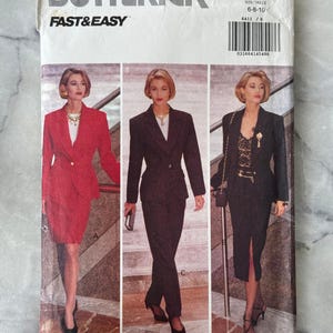 1992 Butterick 6411 Sewing Pattern - Misses’ Jacket, Skirt and Pants (Sizes 6-10) - UNCUT and FACTORY FOLDED