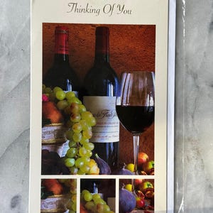 Carte Thinking of You des années 1990 - carte de voeux Apsley Wine & Grapes vintage - neuve non ouverte