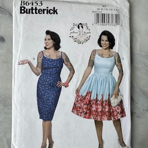 2017 Butterick B6453 Kleid Schnittmuster - Fräulein&#39; Prinzessin Seam Sommerkleid (Größen 6 - 14) - UNGESCHNITTENEN und FASSUNG FASSUNG