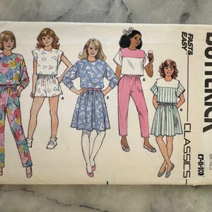1986 Vintage Butterick 3718 – Girls&#39; Top, Pants, Shorts & Skirt Pattern – Size 7–8–10 – UNCUT and FACTORY FOLDED