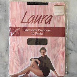 1990s Laura 15 Denier Silky Sheer Pantyhose - Nearly Black - Medium - Made in Italy - NEW UNOPENED