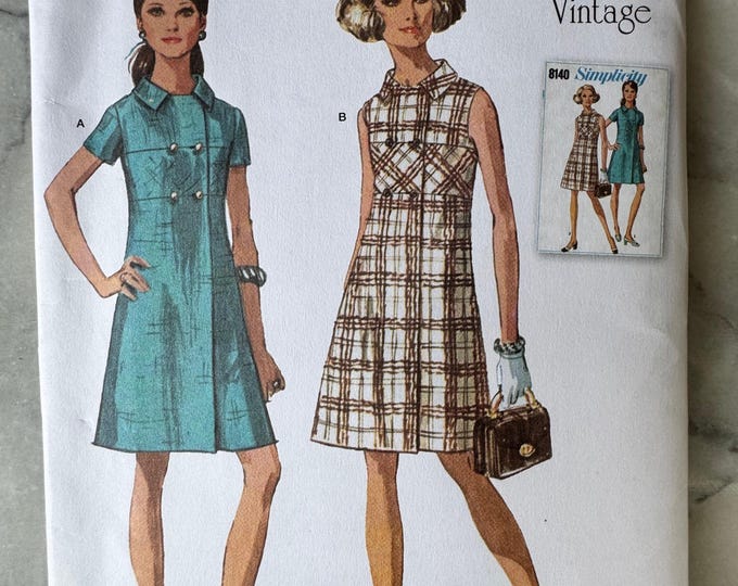 2021 Simplicity S9466 Sewing Pattern – 1960s A-line Dress With Collar ...