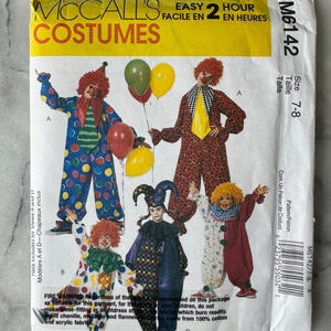 2010 McCall&#39;s M6142 Clown Costume Pattern - Size 7–8 - UNCUT and FACTORY FOLDED