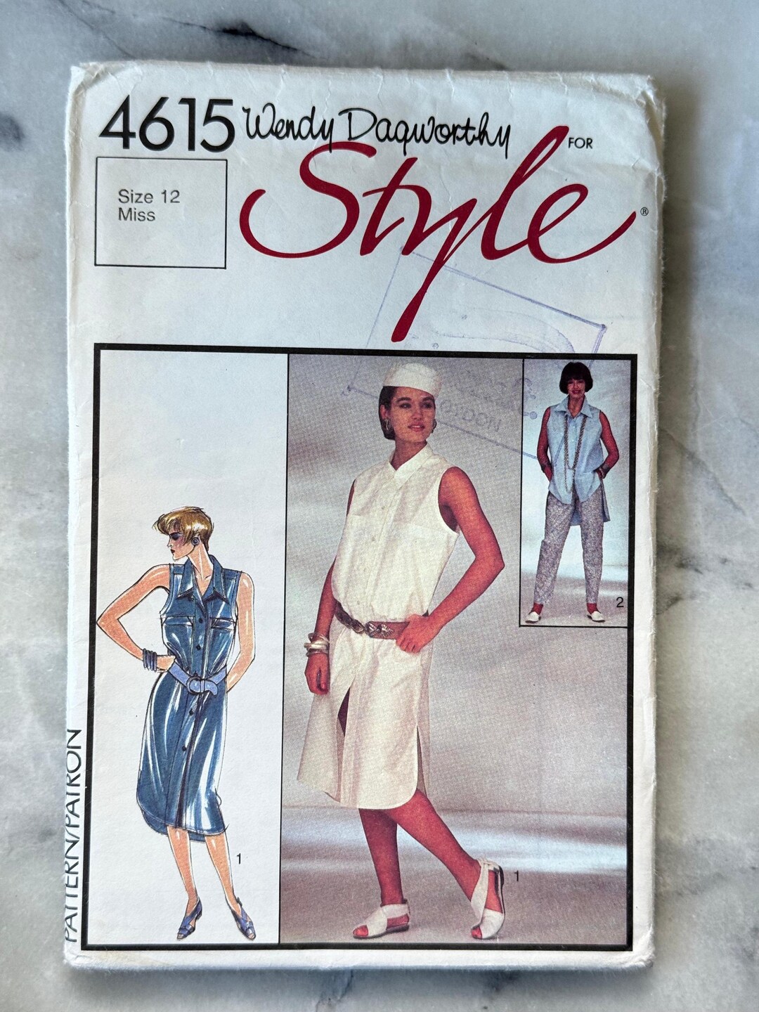 1986 Style 4615 Sewing Pattern-misses' Shirtdress or Shirt and Trousers ...