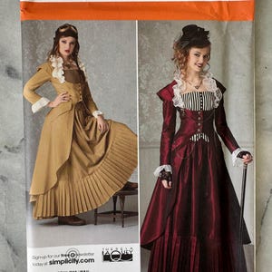 2010s Simplicity 2172 Steampunk Costume Sewing Pattern – Jacket, Skirt & Corset – Sizes 14–22 – UNCUT and FACTORY FOLDED