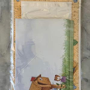 Juego de papel para escribir con diseño de ratón y buzón, años 90: 10 sobres y 10 hojas - Papelería vintage