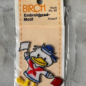 Vintage Duck Sailor-patch – geborduurd berkenmotief – 8,5 cm x 6,5 cm (3,35 x 2,56 in) – nieuw en ongeopend – retro opnaaibare applicatie