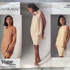 1990 Vintage Vogue 2478 – Donna Karan – Misses’ Petite Dress & Scarf – Size 6-8-10 – Cut and Complete