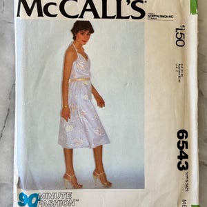 1979 McCall&#39;s 6543 Sewing Pattern - Misses&#39; Wrap Dress & Tie Belt (Size Medium) - Vintage Halter Neck Dress - CUT and COMPLETE