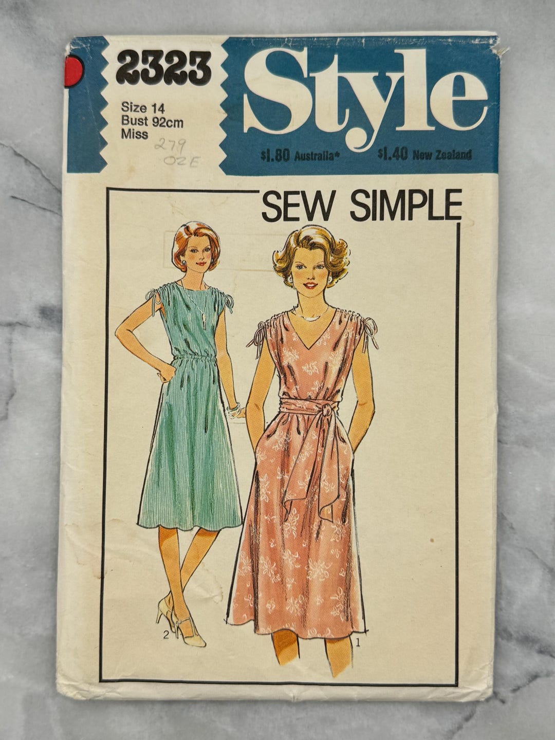 1978 Style 2323 Sewing Pattern Misses Sew Simple Pullover Dress size 14 ...