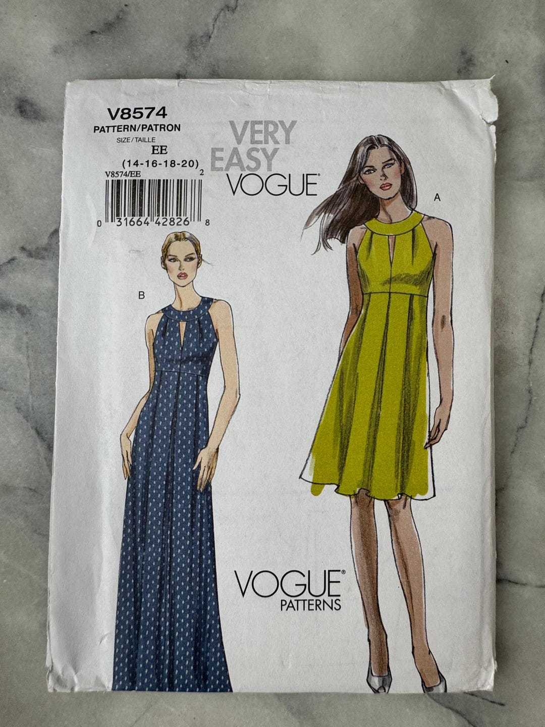 2009 Vogue V8574 – Very Easy Flared Dress Pattern – Size EE (14–16–18 ...