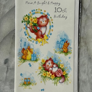Coventry Studio 10e verjaardag wenskaart jaren 90 - vintage schattig kat- en muisontwerp - nieuw en ongebruikt