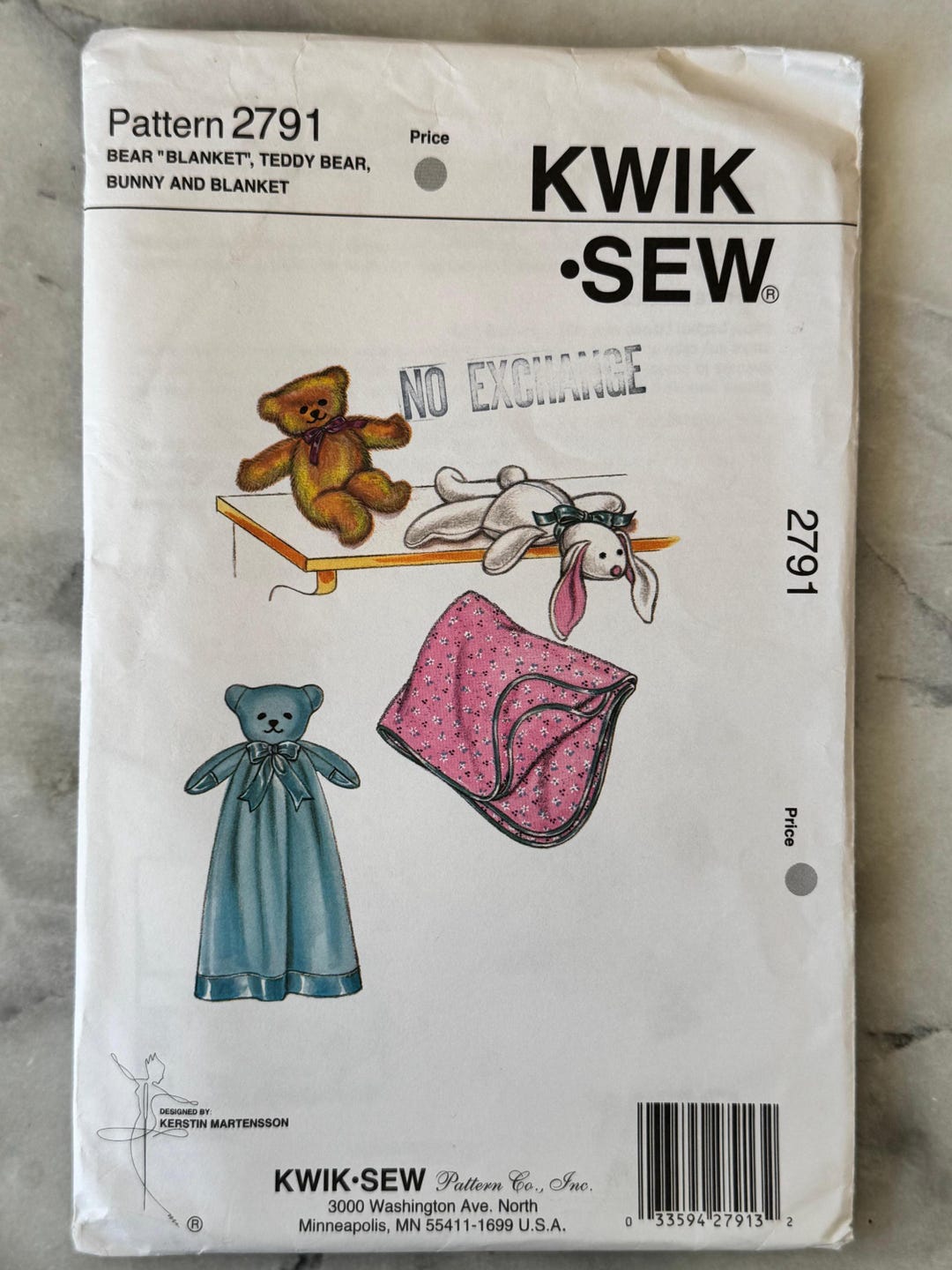 1998 Kwik Sew 2791 Sewing Pattern - Bear Blanket, Teddy Bear, and Bunny ...