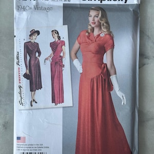 Retro 1940's Gown & Dress Reprint - Simplicity 8249 - Uncut