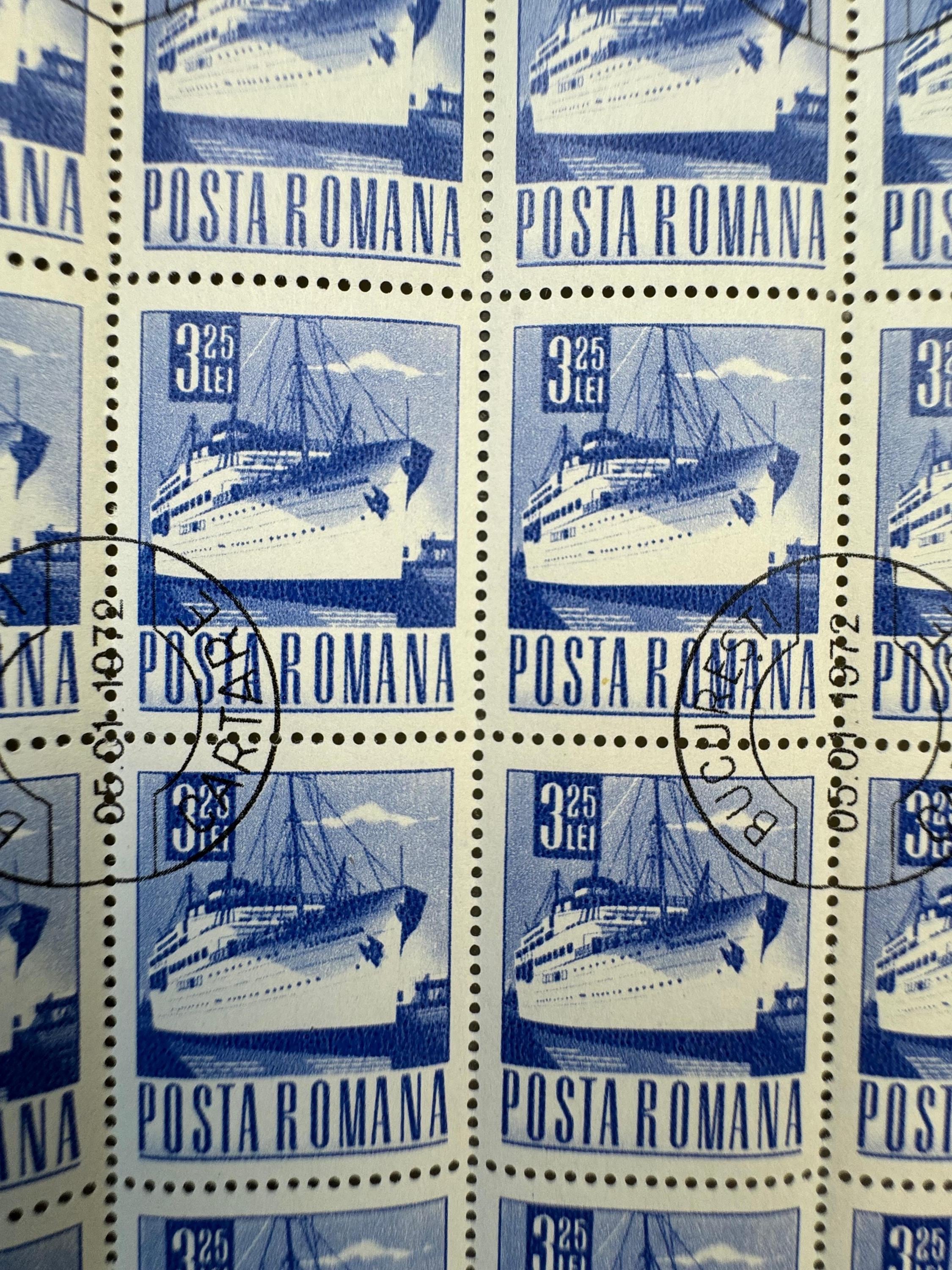 1972年 ルーマニア ポスタ・ロマーナ 船舶切手 – 使用済み 50枚 3.25