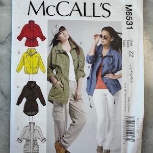 2012 McCall&#39;s 6531 Misses&#39; Unlined Jackets with Drawstring Hem – Multiple Styles – UNCUT and FACTORY FOLDED