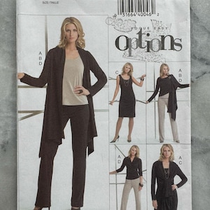 2006 Vintage Vogue V8138 – Misses’ Jacket, Top, Dress, and Pants – Size B (8-10-12) – UNCUT and FACTORY FOLDED