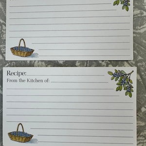 Receptkaarten met bosbessenmandmotief – verpakking van 21 – 12,5 x 7,5 cm (4,9 x 2,95 in)