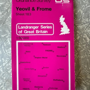 Mapa Ordnance Survey Vintage de 1978 – Yeovil e Frome (Folha 183) – Série Landranger – Escala 1:50.000