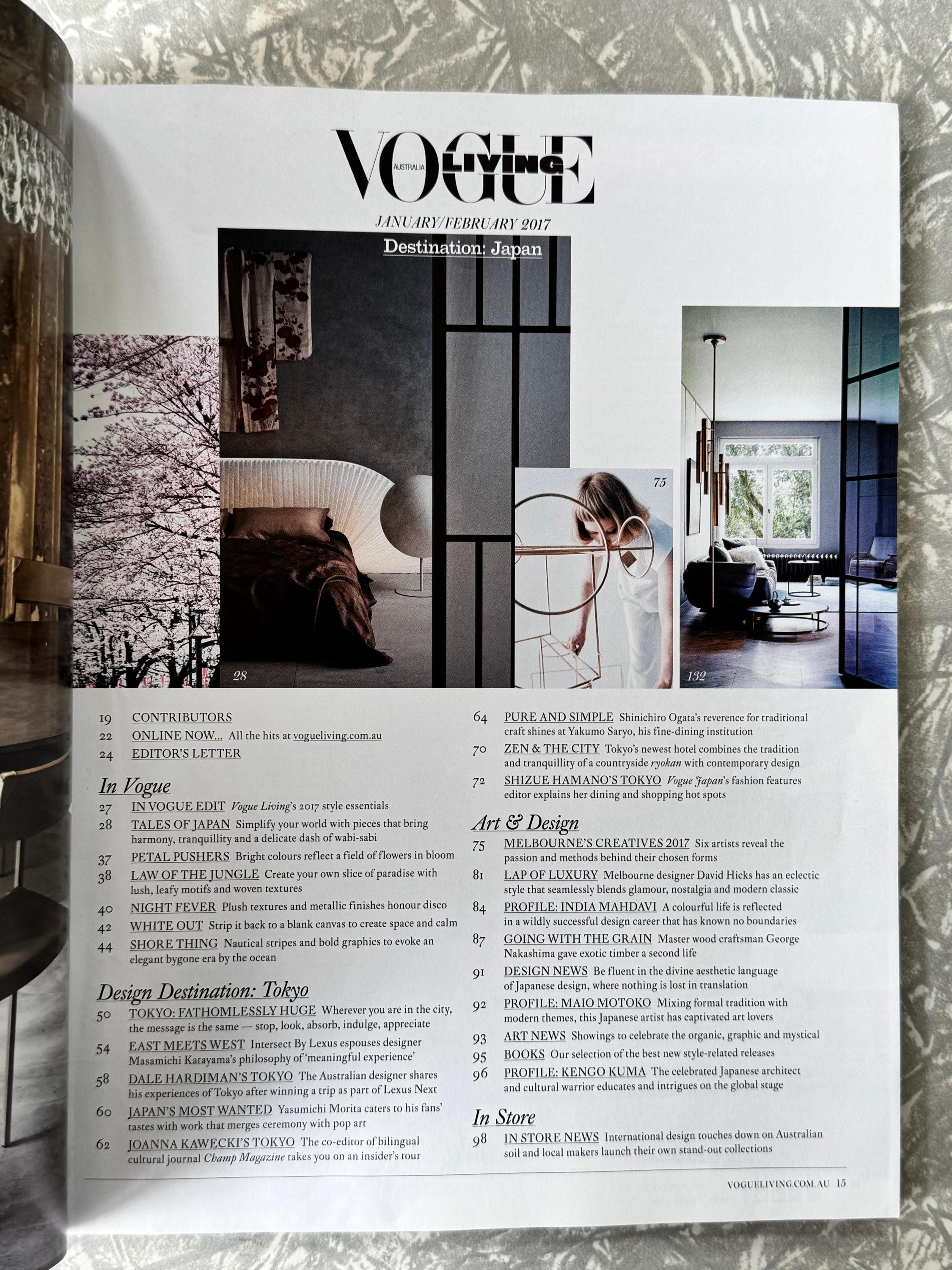 2017 Vogue Living Australia Jan/feb Magazine - Tokyo Feature