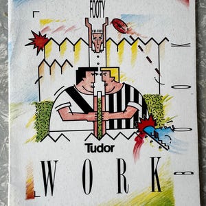 1990s Tudor Footy Workbook - Collingwood AFL Theme - Vintage Lined Notebook - Australian Made - Colourable Cover