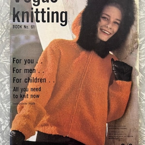 1960s Vogue Knitting Book No. 61 – British Edition – Patterns for Women, Men & Children – Vintage Knitting Magazine