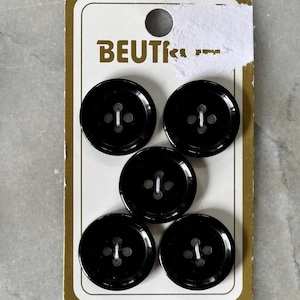 Ensemble de boutons vintage en plastique noir brillant - 5 boutons assortis - 1,9 cm (0,75 pouce) - Accessoires de couture - Fabriqué en Thaïlande