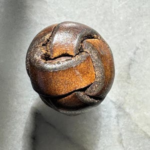 Vintage Brown Braided Leather Shank Buttons - Set of 5 (2.5 cm/1&quot;)