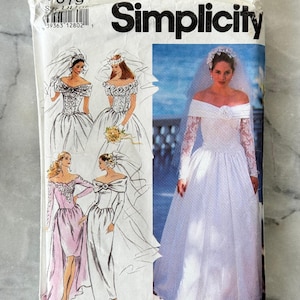 1990 Simplicity 7919 Sewing Pattern - Bridal and Bridesmaid Dresses (Sizes 6-12) - UNCUT and FACTORY FOLDED
