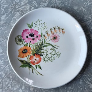 Piatto in melamina vintage del 1966 – 19 cm (7,5 pollici) – Piatto in plastica italiana con motivo a fiori di campo – Prodotto in Italia