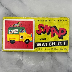 Jogo de cartas Piatnik Vienna Snap and Watch It! dos anos 1960 - Feito na Áustria - Conjunto completo com cartas ilustradas