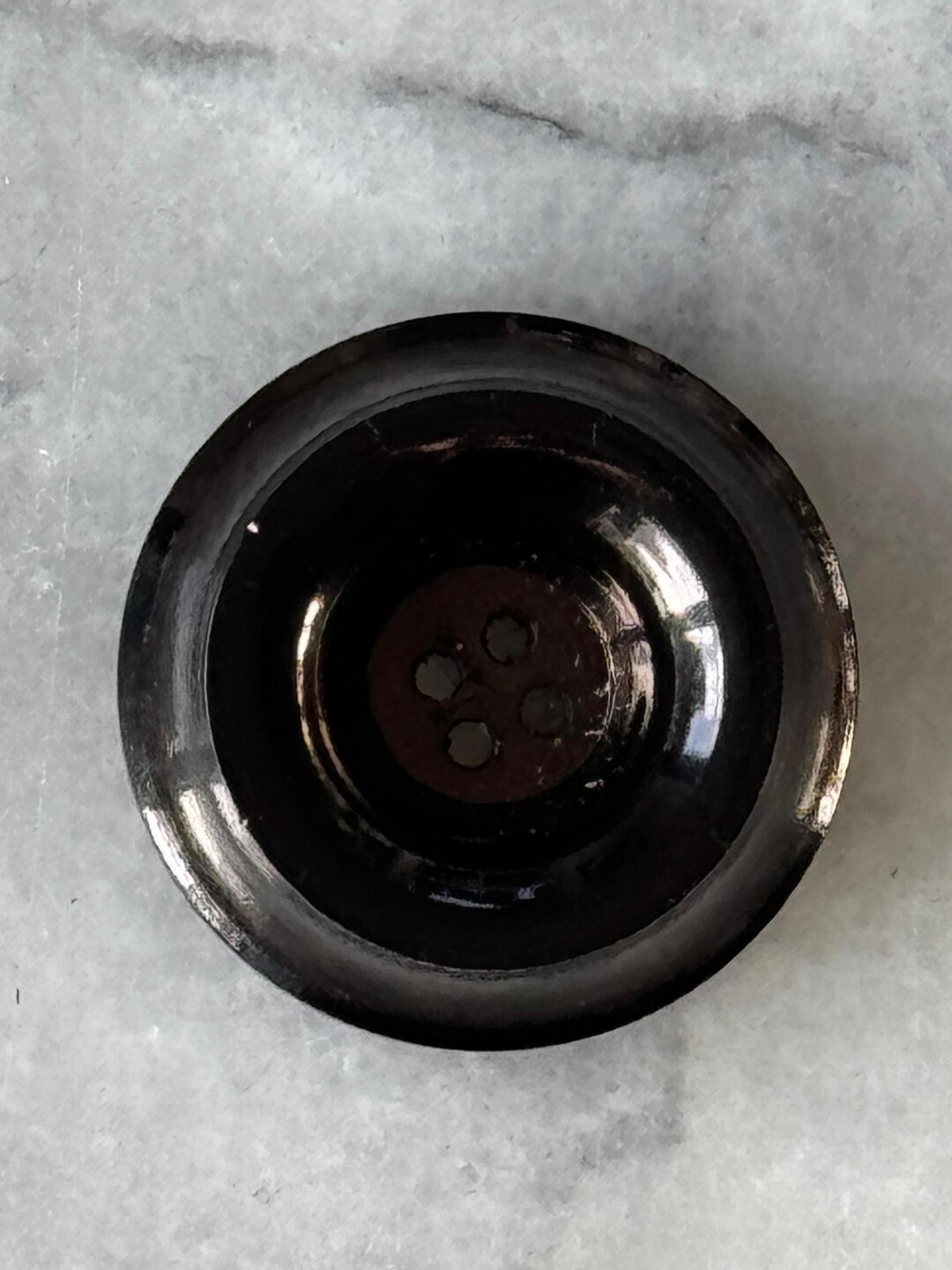 Vintage Black Bakelite Buttons - Set of 6 (2.5cm) - Four-hole Sew ...
