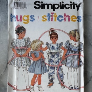 1990 Vintage Simplicity 7694 – Girls’ Dress and Jumpsuit in Four Styles – Size BB (5-6X) – Uncut and Factory Folded