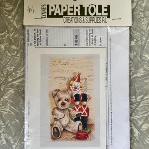 Kit Paper Tole Vintage del 1993 – Orsacchiotto con giocattoli di Lynne’s – 24 cm x 17 cm (9,4" x 6,7")