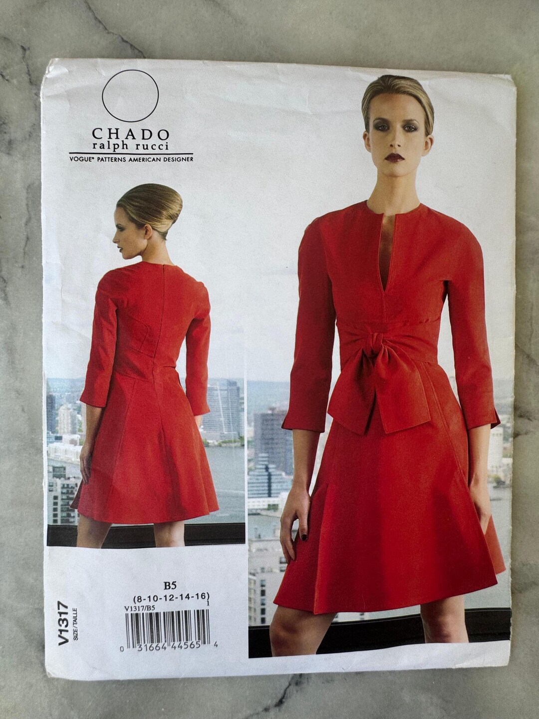 2012 Vogue V1317 Sewing Pattern – Designer Dress With Waist Tie (sizes ...