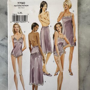2000s Vogue 7790 – Women&#39;s Slip, Camisole, Teddy, Half-Slip & Panties Pattern – Size L-XL – Uncut and Factory Folded