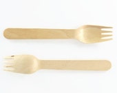 WOOD FORK CUTLERY (Set of 25) - Natural Wood Fork (15.5cm)