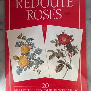 Zestaw pocztówek Redouté Roses z 1993 r. - 20 pięknych kolorowych pocztówek - kolekcja sztuki botanicznej w stylu vintage