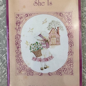 1980er Vintage „She Is“ japanisches Briefpapier-Set – 17 x 25 cm - 7 Bögen & 3 Umschläge – Gedruckt in Japan