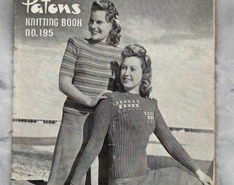 1940s Patons Knitting Book No. 195 - Vintage Women’s Jumper and Cardigan Patterns - Rare Retro Knitwear Designs