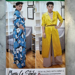 2019 Simplicity S8985 – Size AA (US 10–18) – Mimi G Duster Jacket & Wide-Leg Pants – Uncut and Factory Folded