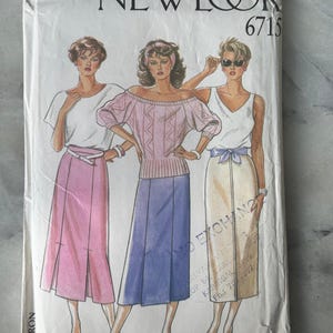 1980s New Look 6715 Sewing Pattern – Misses&#39; Skirts in Three Styles (Sizes 8–18) –Vintage Skirt Pattern - UNCUT and FACTORY FOLDED